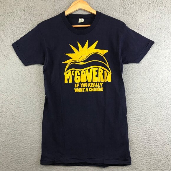 Vintage 70s McGovern political campaign t shirt size M Single Stitch - Picture 1 of 9